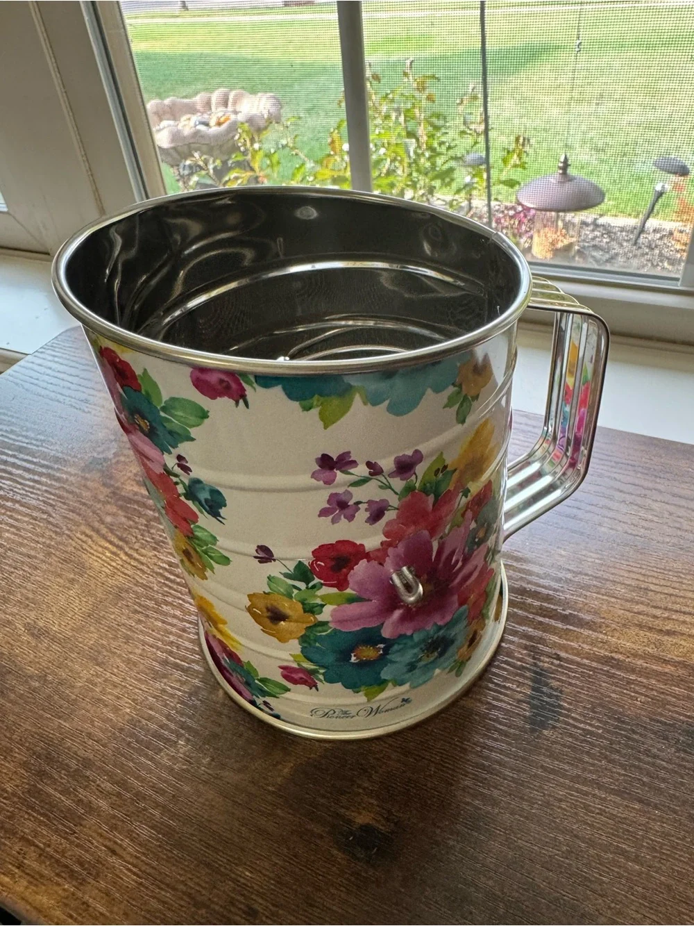 The Pioneer Woman Floral Flour Sifter - Stainless Steel Hand Crank - NWOT